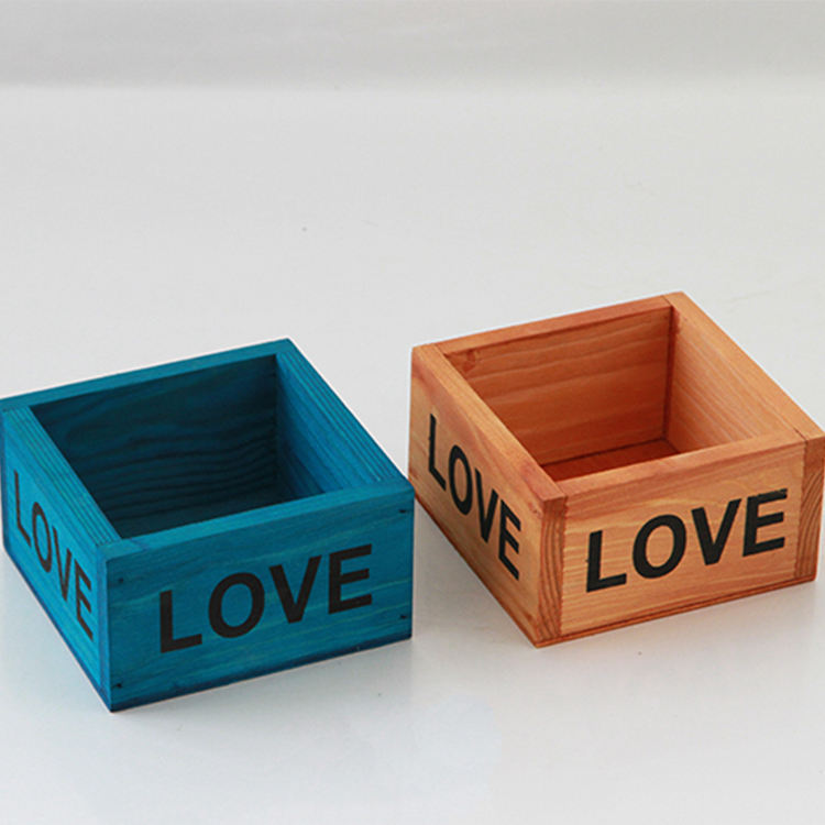 Small Square Pine Wood Flower Pot Box