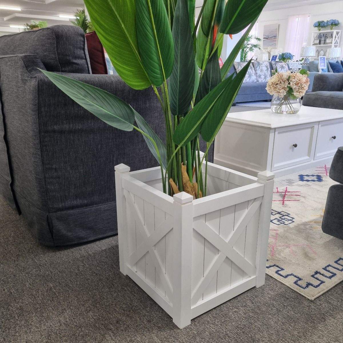 Outdoor White Large Flower Garden Planter Box