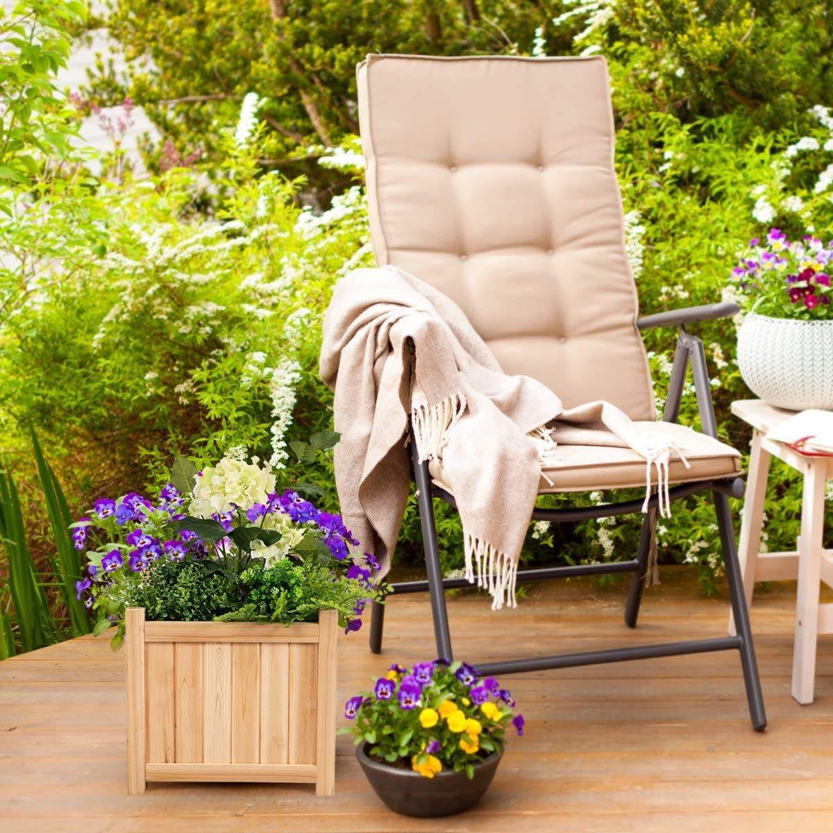 Custom Outdoor Square Wooden Bed Plant Flower Pot
