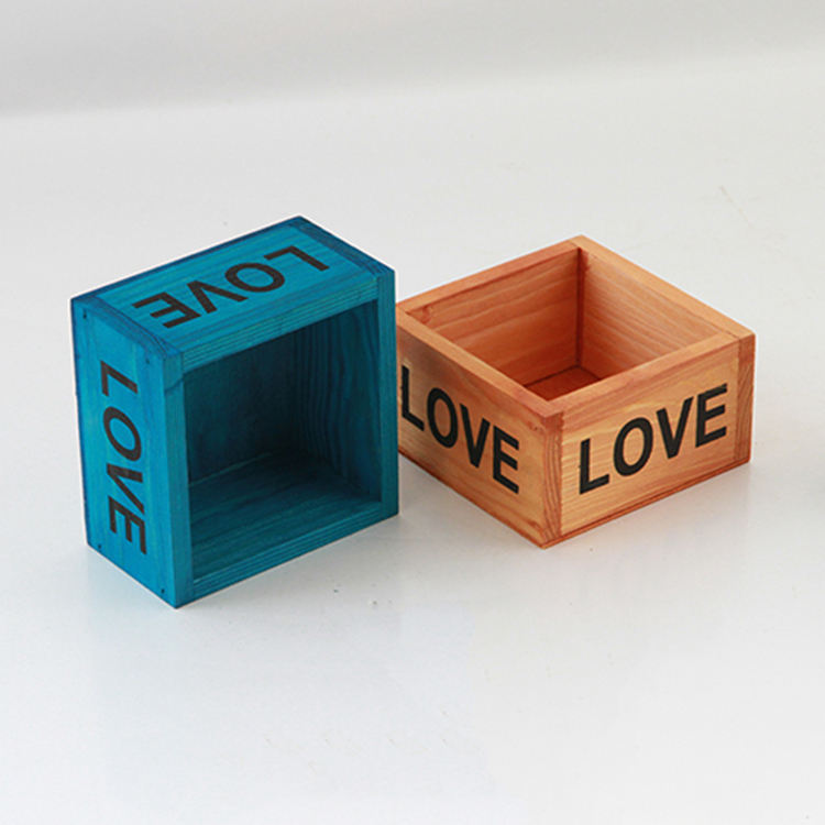 Small Square Pine Wood Flower Pot Box