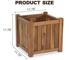 Acacia Wood Square Flower Planter Box