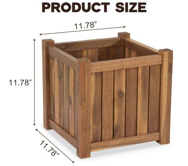 Acacia Wood Square Flower Planter Box