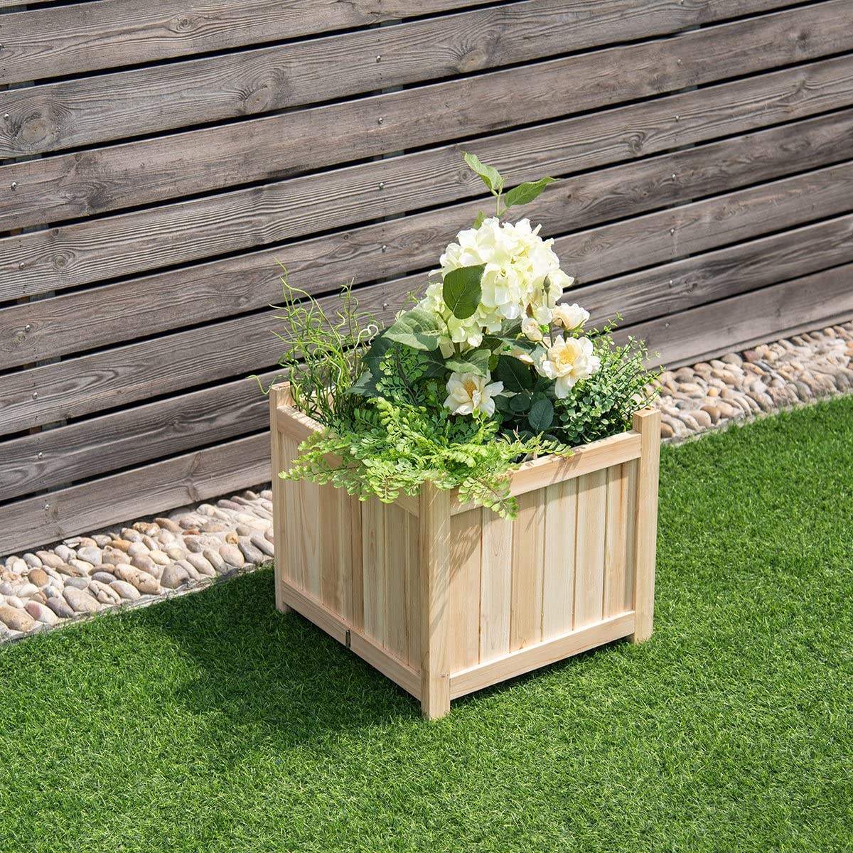 Custom Outdoor Square Wooden Bed Plant Flower Pot