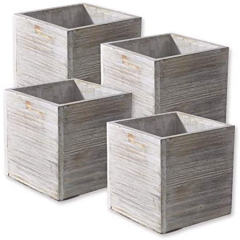 Custom Antique Small Square Wood Planter Box