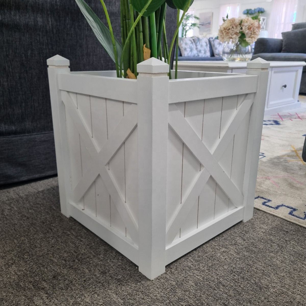 Outdoor White Large Flower Garden Planter Box