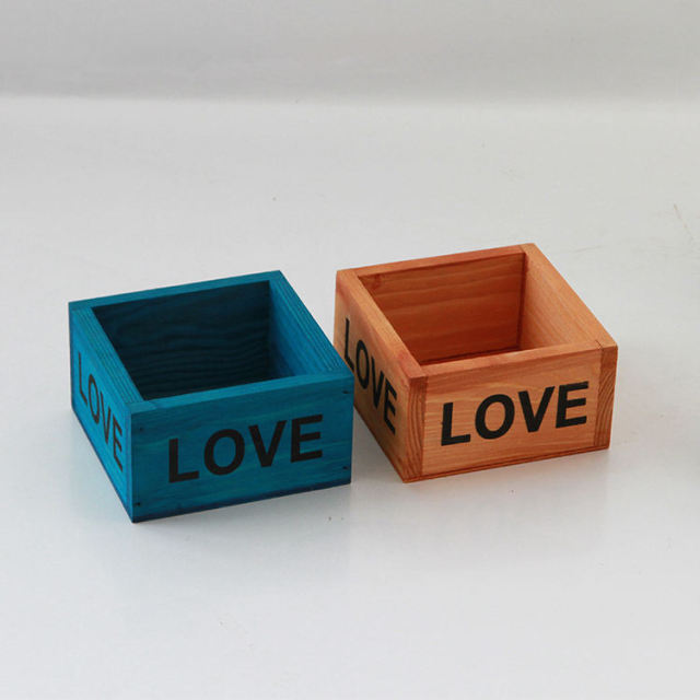 Small Square Pine Wood Flower Pot Box