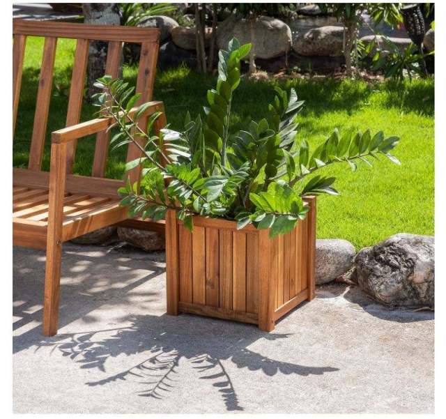 Acacia Wood Square Flower Planter Box