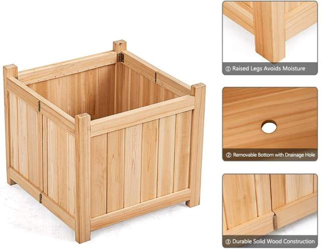 Custom Outdoor Square Wooden Bed Plant Flower Pot