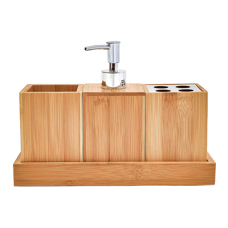 Bamboo Bathroom Accessories Set