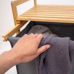 Bamboo Laundry Basket Hamper With Shelf