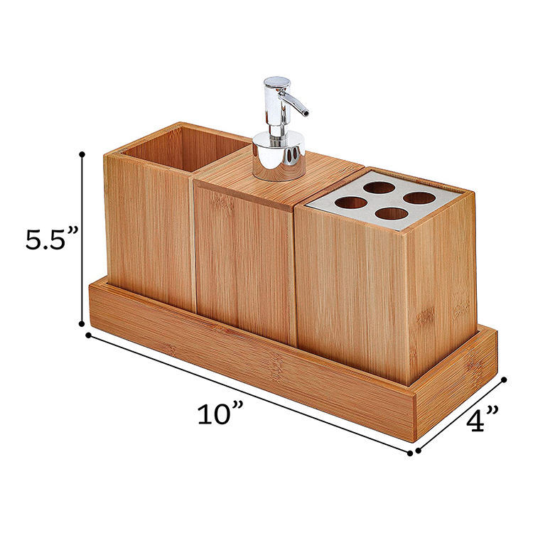 Bamboo Bathroom Accessories Set