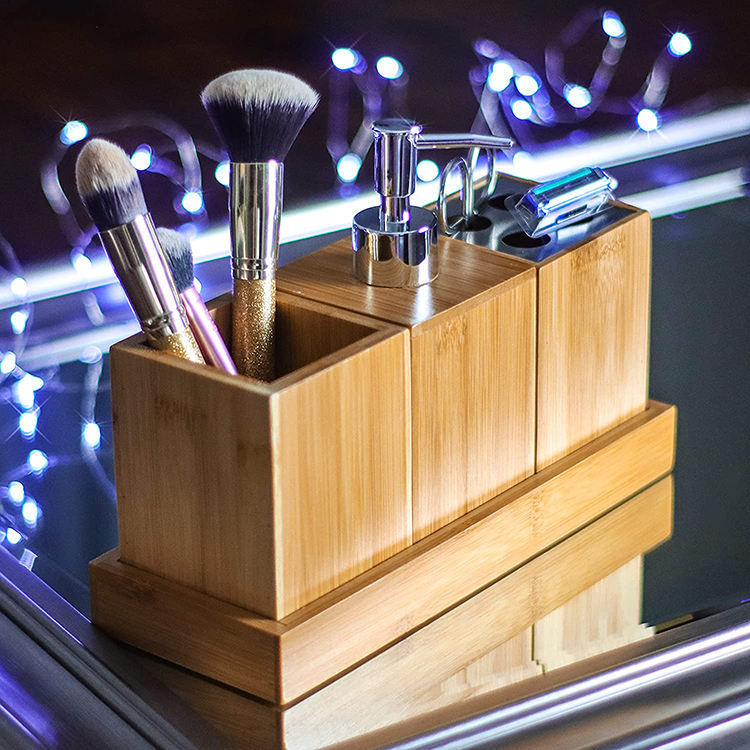Bamboo Bathroom Accessories Set