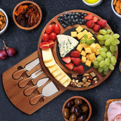 Acacia Wooden Cheese Board With Knives