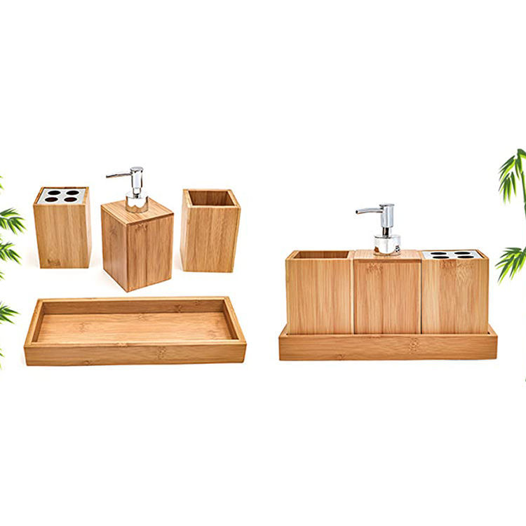 Bamboo Bathroom Accessories Set