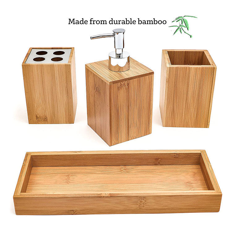 Bamboo Bathroom Accessories Set