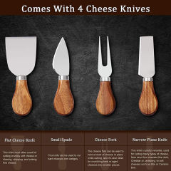 Acacia Wooden Cheese Board With Knives