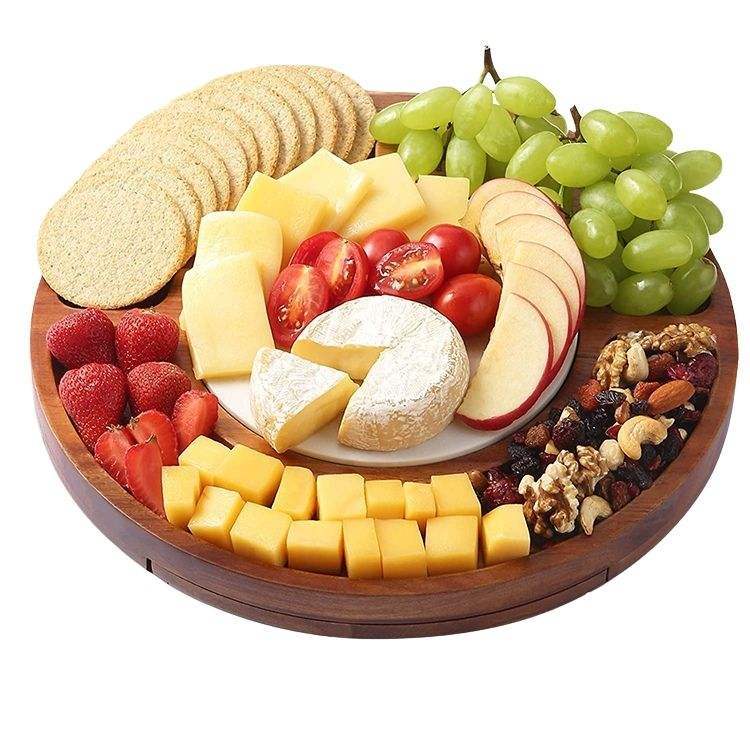 Acacia Wooden Cheese Board With Knives