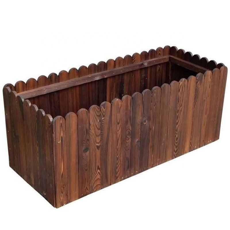 Outdoor Fence Shape Rectangular Wooden Planter Box