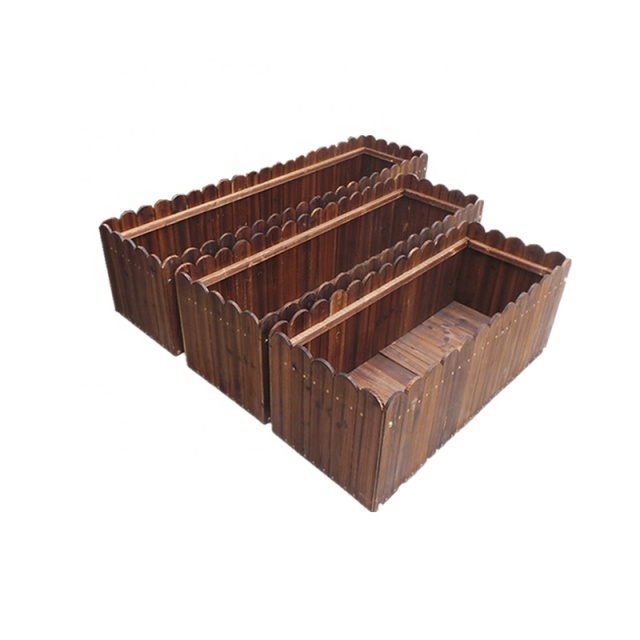 Outdoor Fence Shape Rectangular Wooden Planter Box