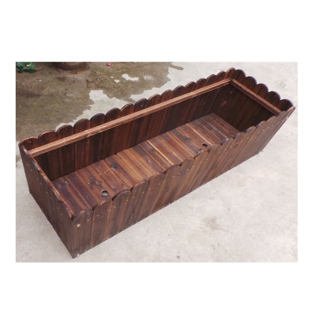 Outdoor Fence Shape Rectangular Wooden Planter Box