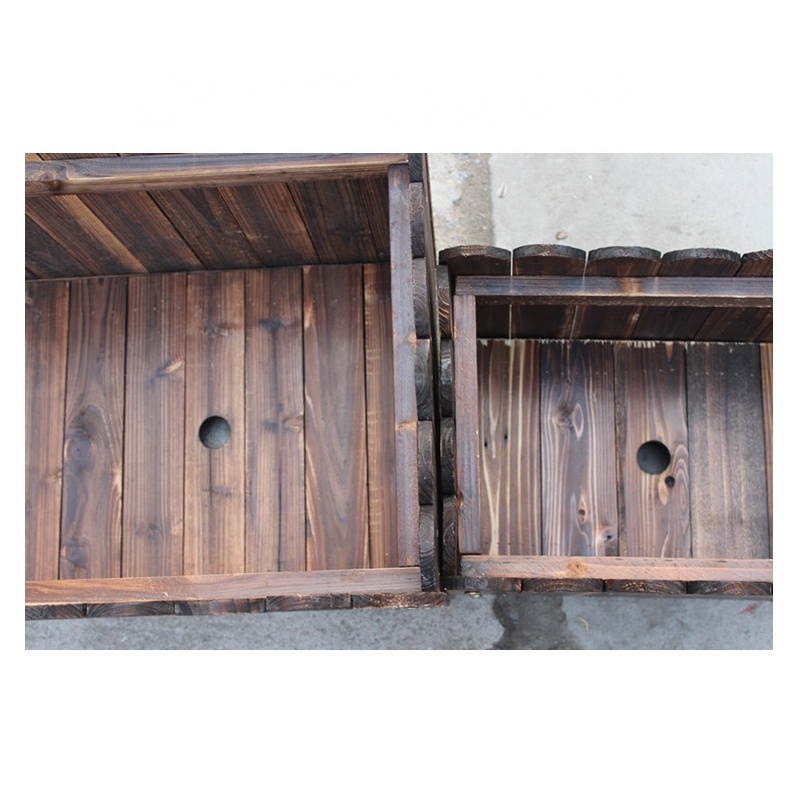 Outdoor Fence Shape Rectangular Wooden Planter Box