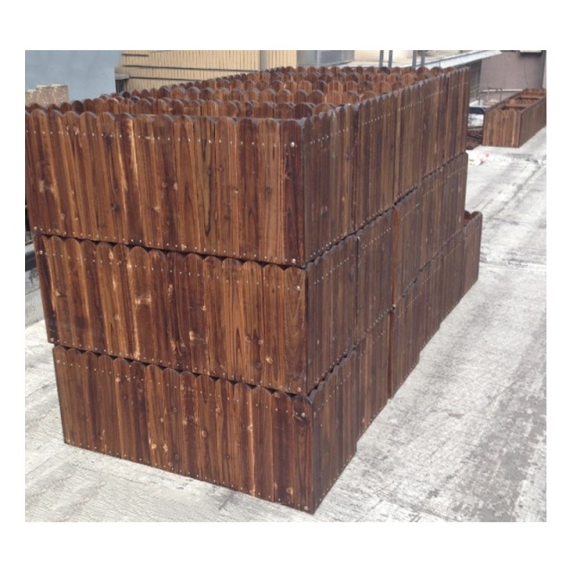 Outdoor Fence Shape Rectangular Wooden Planter Box
