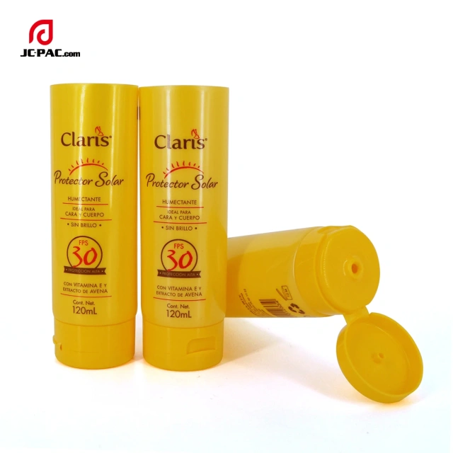 Recyclable Plastic Material Cosmetics Plastic Tube With Flip Top Cap  120ml Sunscreen Cream Tube