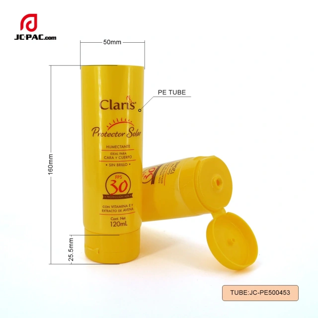 Recyclable Plastic Material Cosmetics Plastic Tube With Flip Top Cap  120ml Sunscreen Cream Tube