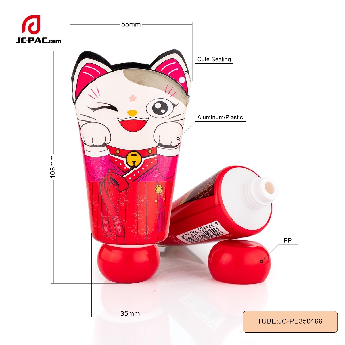 35mm Diameter Cute End Seal Plastic Tube 50ml 60ml Hand Cream Tube Packaging