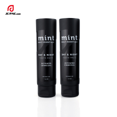 3.4 oz Matte Black Soft Tube with Transparent Gloss Silkscreen Printing with Centered Flip Top Cap