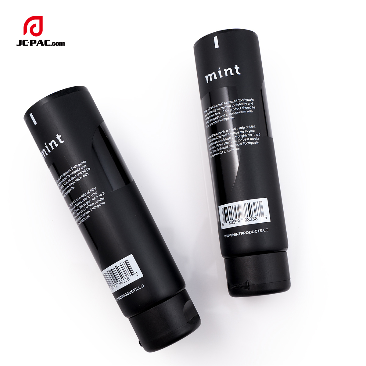3.4 oz Matte Black Soft Tube with Transparent Gloss Silkscreen Printing with Centered Flip Top Cap