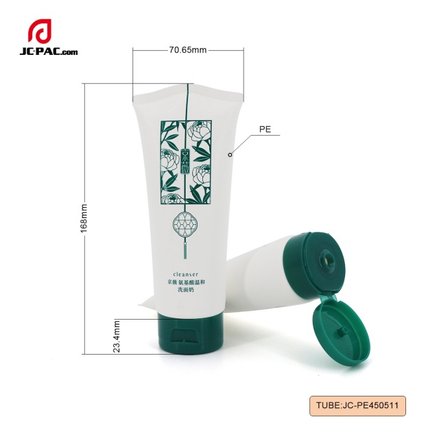 45mm Diameter 100ml 120ml 150ml White Tube Packaging with Silkscreen Printing Facial Cleanser Cream Tube with Special End Seal