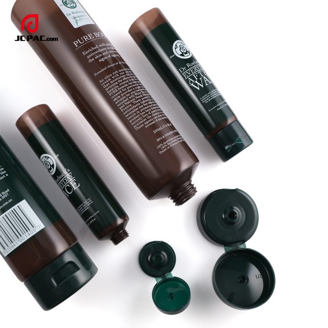 30mm Diameter Cosmetics Cream Set Packaging Body/Face Cream Tube After Wax Translucent Brown Color PE Tube with Positioned Flip Top Cap