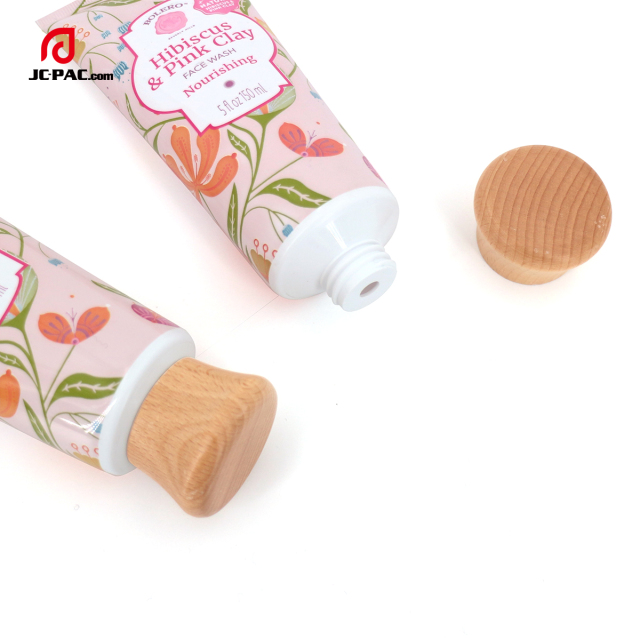 45mm Diameter 150ml 5 fl.oz Face Wash Soft Tube Nourishing Lotion with Eco-friendly Wooden Cap