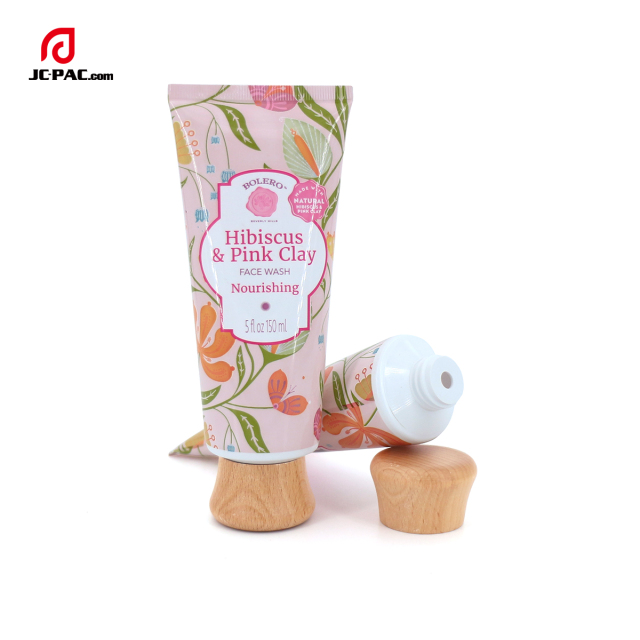 45mm Diameter 150ml 5 fl.oz Face Wash Soft Tube Nourishing Lotion with Eco-friendly Wooden Cap