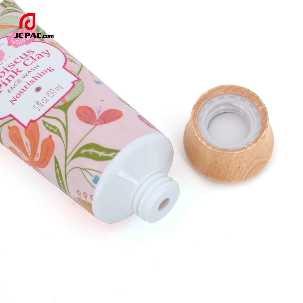 45mm Diameter 150ml 5 fl.oz Face Wash Soft Tube Nourishing Lotion with Eco-friendly Wooden Cap
