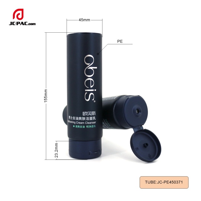 45mm Diameter 80g 100g Men Refreshing Cream Cleanser Tube Packaging Facial Cleanser Lotion with Flip Cap