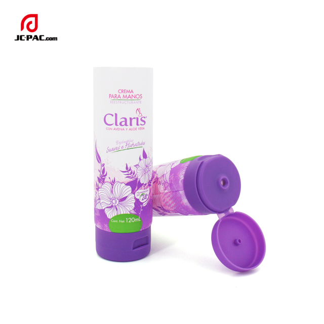 50mm Diameter White Tube with Flowers Print for Body Cream Lotion Packaging 120ml Cosmetics PE Tube with Centered Flip top Cap