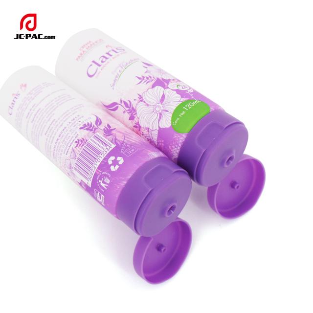50mm Diameter White Tube with Flowers Print for Body Cream Lotion Packaging 120ml Cosmetics PE Tube with Centered Flip top Cap