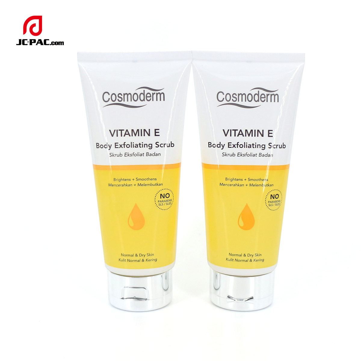 45mm Diameter Vitamin E Body Exfoliating Scrub Tube 100g 120g 150g Cosmetics Face Cream Packaging with Silver Flip Cap