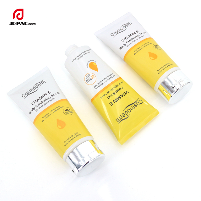 45mm Diameter Vitamin E Body Exfoliating Scrub Tube 100g 120g 150g Cosmetics Face Cream Packaging with Silver Flip Cap