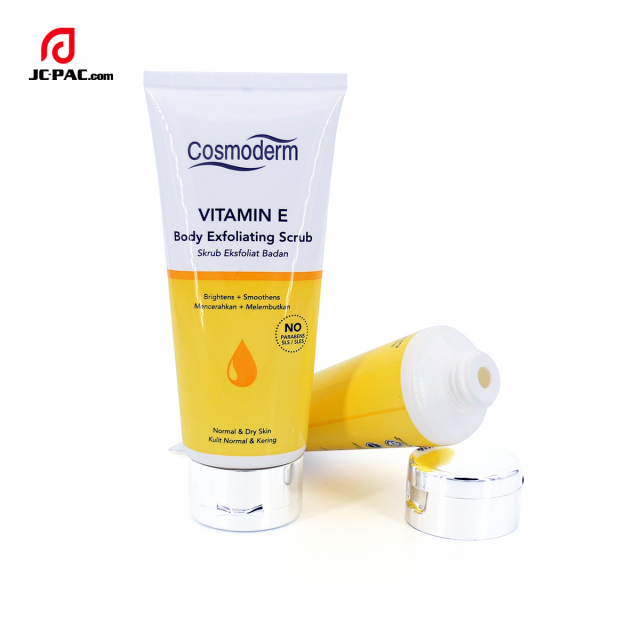 45mm Diameter Vitamin E Body Exfoliating Scrub Tube 100g 120g 150g Cosmetics Face Cream Packaging with Silver Flip Cap