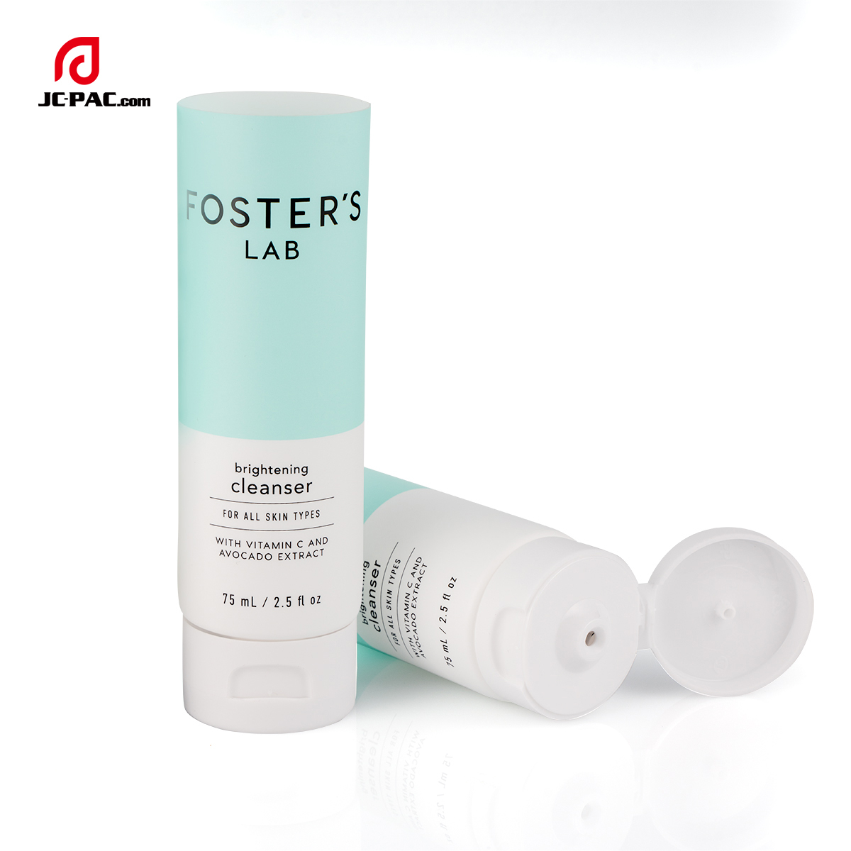 40mm Diameter 75ml 2.5 fl.oz Brightening Cleanser with Vitamin C Packaging Tube with Centered Flip Cap  White Cosmetics PE Tube