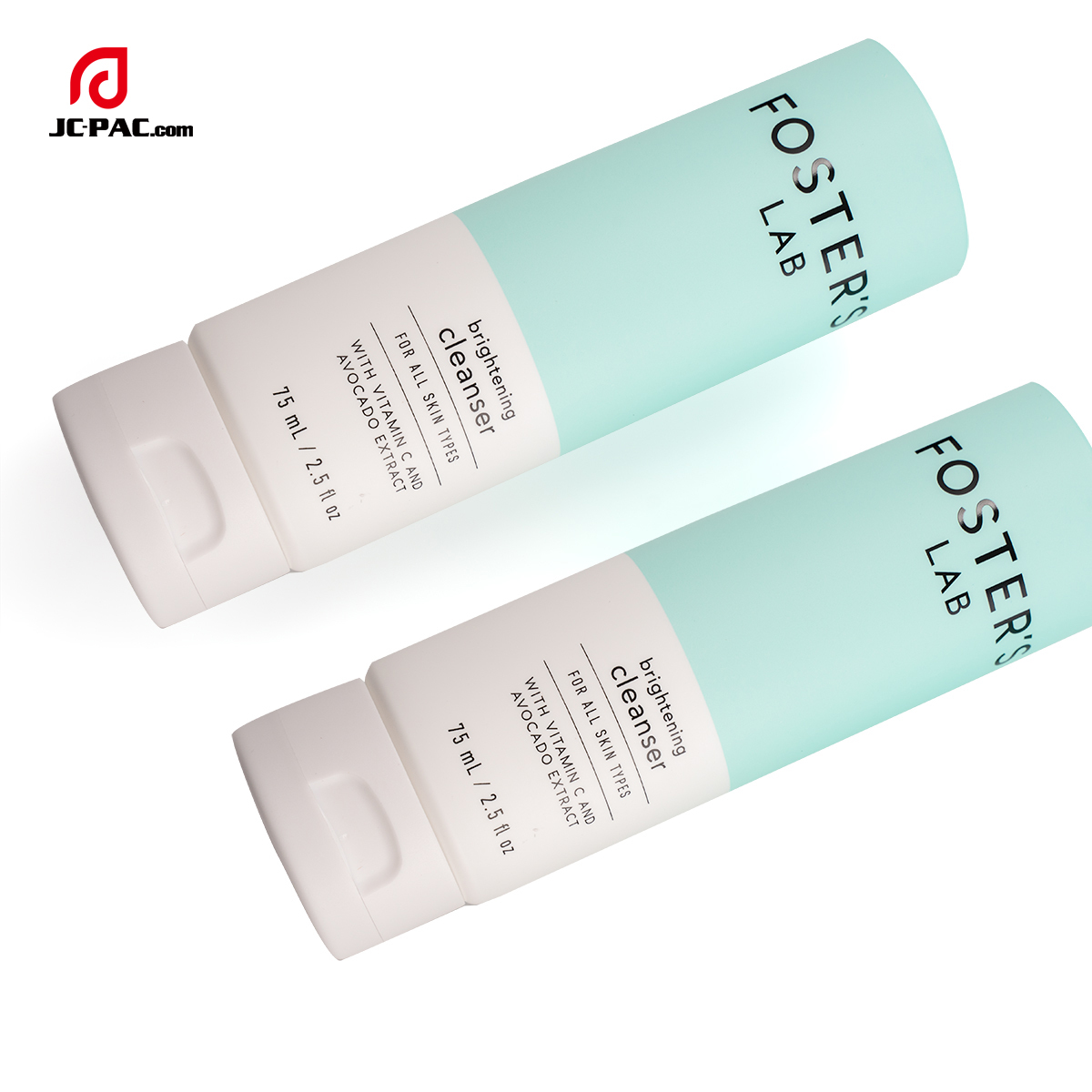 40mm Diameter 75ml 2.5 fl.oz Brightening Cleanser with Vitamin C Packaging Tube with Centered Flip Cap  White Cosmetics PE Tube