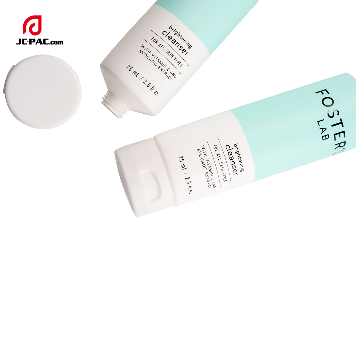 40mm Diameter 75ml 2.5 fl.oz Brightening Cleanser with Vitamin C Packaging Tube with Centered Flip Cap  White Cosmetics PE Tube