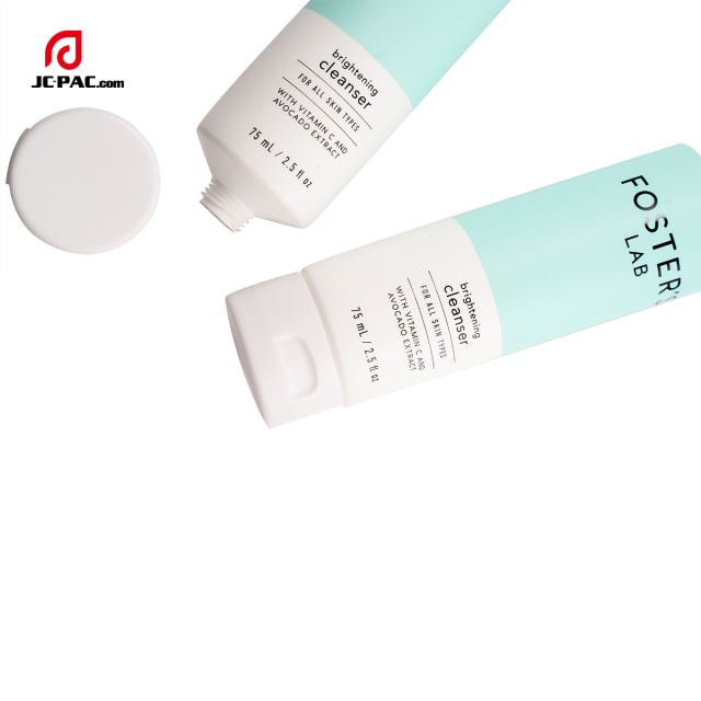 40mm Diameter 75ml 2.5 fl.oz Brightening Cleanser with Vitamin C Packaging Tube with Centered Flip Cap  White Cosmetics PE Tube