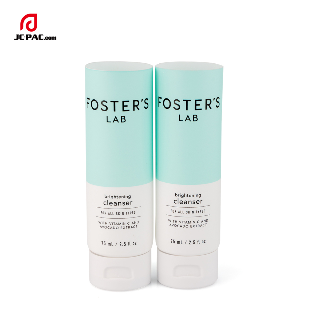 40mm Diameter 75ml 2.5 fl.oz Brightening Cleanser with Vitamin C Packaging Tube with Centered Flip Cap  White Cosmetics PE Tube