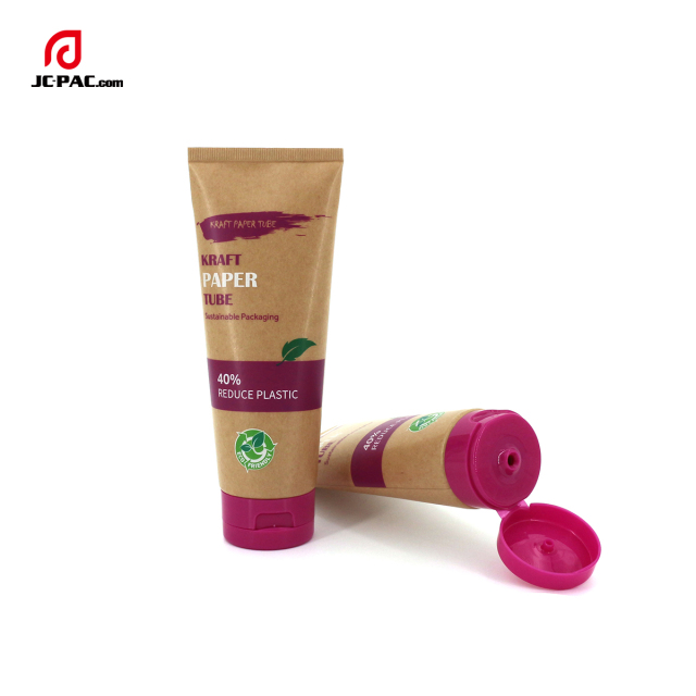 Kraft Paper Material Tube for Facial Cleanser/Lotion Plastic Packaging Environmental Protection Material Tube With Container with Flip Top Cap