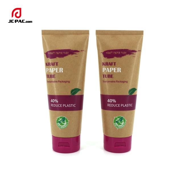 Kraft Paper Material Tube for Facial Cleanser/Lotion Plastic Packaging Environmental Protection Material Tube With Container with Flip Top Cap