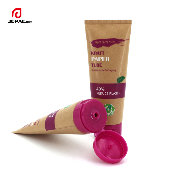 Kraft Paper Material Tube for Facial Cleanser/Lotion Plastic Packaging Environmental Protection Material Tube With Container with Flip Top Cap